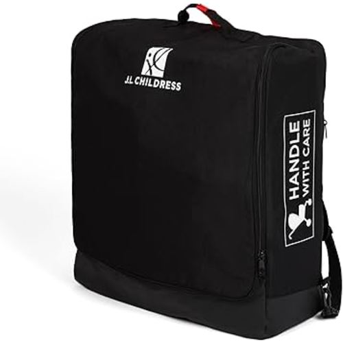 J.L. Childress Compact Travel Stroller Bag for Airplane - Fits Most Compact-Fold Single Baby Strollers, Compatible with UPPAbaby MINU, GB Pockit, Nuna TRVL & More, AirTag Compatible - Black