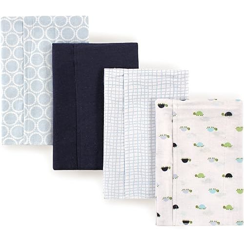 Luvable Friends Unisex Baby Cotton Flannel Burp Cloths, Turtle, One Size