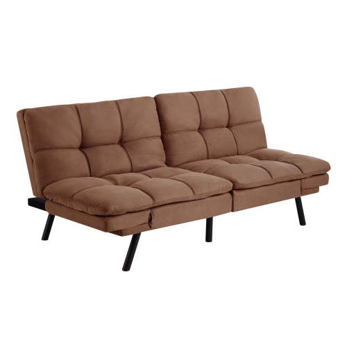Mainstays 72 in Memory Foam Futon Sofa Bed, Camel