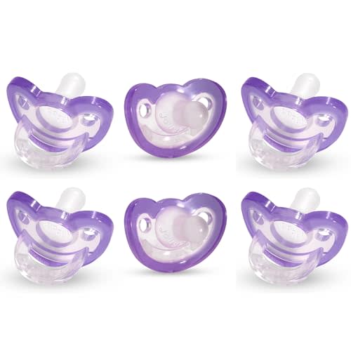 RaZbaby Jollypop Pacifier for Babies 3 Months and Up, USA Made, Natural Shaped Orthodontic Binky, Lovingly Shared in NICUs & Hospitals Worldwide, Medical-Grade 100% BPA-Free - 6 Pack - Lavender