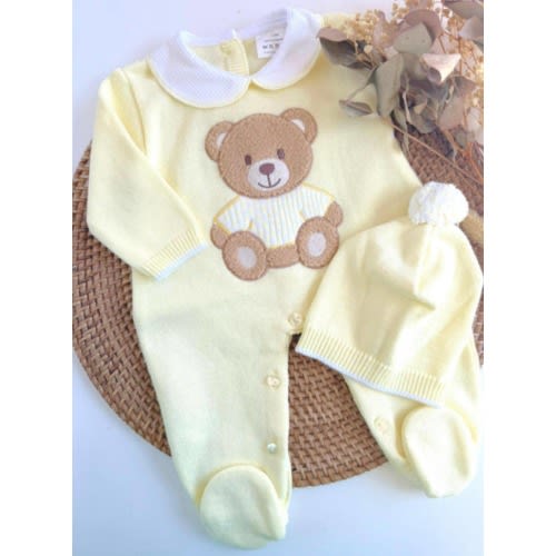 Newborn Boy First Outfit Spanish pregnant Hospital Set Peto Primera Posita baby boy knit clothing knitted footie bear