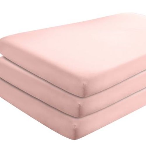 Ultra Soft Fitted Crib Sheet by Bare Home - Crib, Pink Slipper (3 Pack)