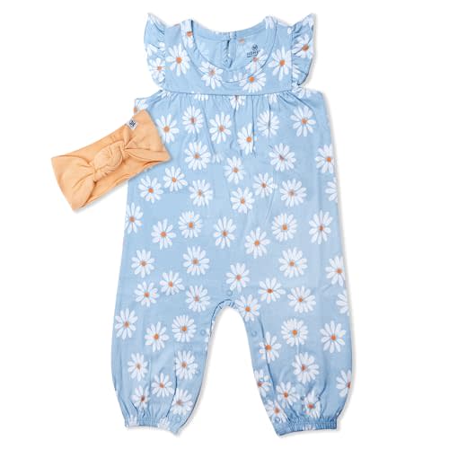 HonestBaby Baby 2-piece Outfit Romper & Headband Set for Infant, Baby and Toddler Girls