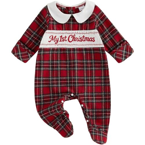 Amnnchya Baby Boy Girl Christmas Outfit Newborn Long Sleeve Footies Romper
