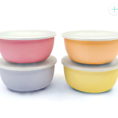 Stainless Steel Bowl with Silicone Sleeve + Lids