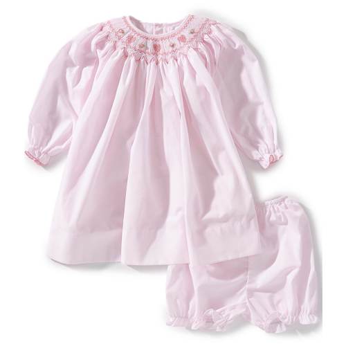 Petit Ami Baby Girls Long Sleeve Heart-Smocked Shift Dress