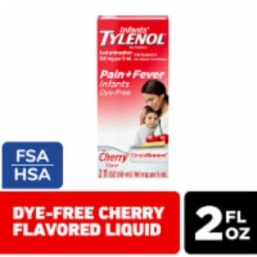 Infants' Tylenol Acetaminophen Medicine Dye-Free Cherry Liquid Oral Suspension, 2 fl. oz