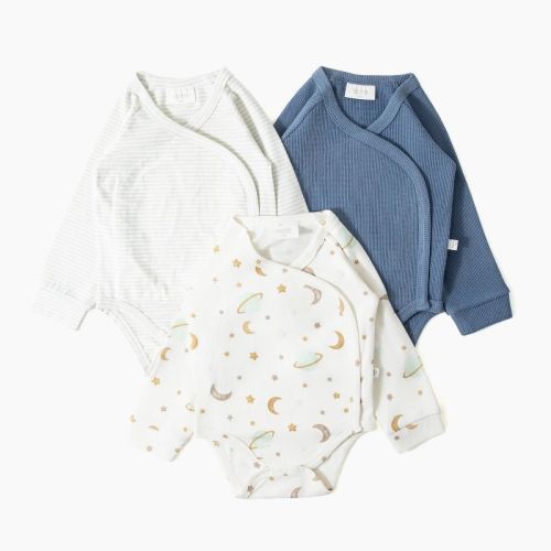 Picolette by Olivia Culpo Baby Boys' 3pk celestial Long Sleeve Bodysuits