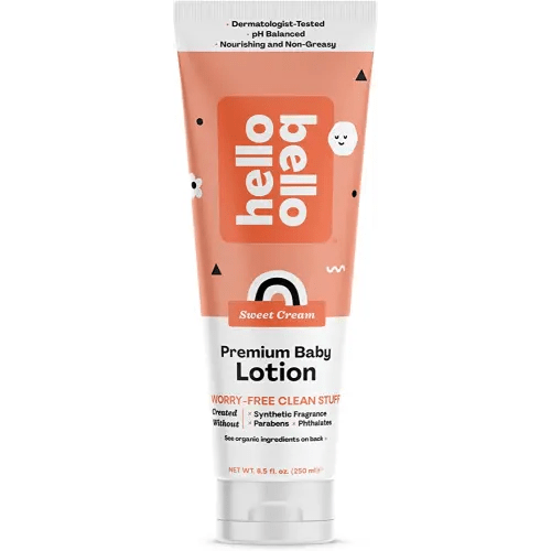 Hello Bello Premium Baby Lotion, Gentle Hypoallergenic Vegan Formula to Nourish and Moisturize, Sweet Cream Scent, 8.5 oz
