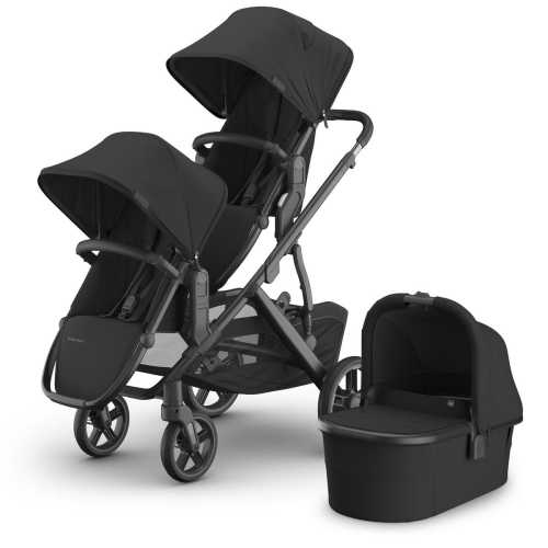 UPPAbaby Vista V3 Double Stroller with RumbleSeat V3 + Bassinet Bundle - Jake