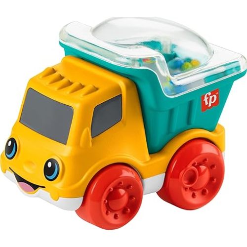 Fisher-Price Baby Toy Poppity Pop Dump Truck Push-Along Vehicle with Fine Motor Activities for Infants Ages 6+ Months