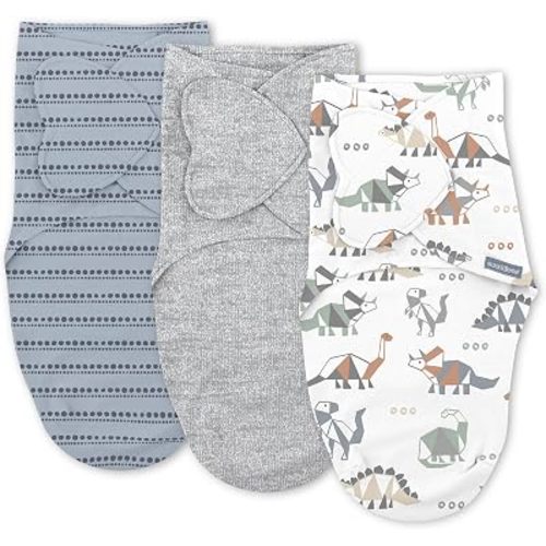 SwaddleMe by Ingenuity Monogram Collection Baby Swaddle Blanket, Dino Mite