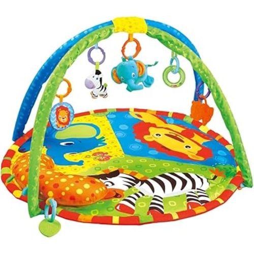Baby Toddler Fold Acctivity Gyms Play Mats Colorful Baby Play Pad with Animal Toys, Lion