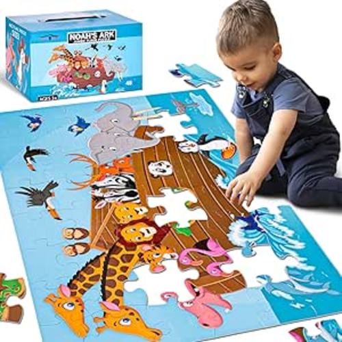 LovesTown Floor Puzzles for Kids, Jumbo Animal Puzzle, Educational Learning Toys for Family Entertainment and Preschool Education, 48 PCS 3 x 2 Ft