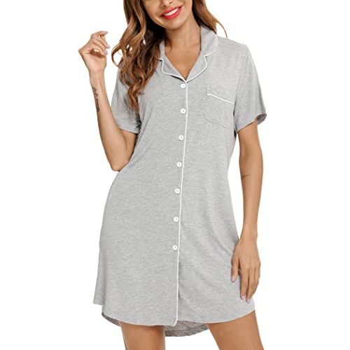 Leikar Nightgowns for Women Button Up Labor Delivery Gown Sleep Shirts | Viscose,nighty,postpartum,maternity pajamas dress,hospital gowns,nursing,breastfeeding,night shirts