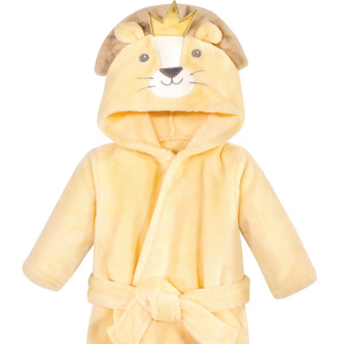 Hudson Baby Unisex Baby Plush Animal Face Bathrobe, King Lion, 0-9 Months
