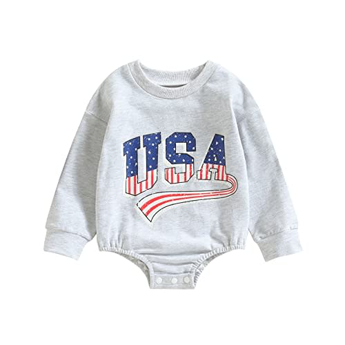Twopumpkin 4th of July Baby Boy Girl Outfit Newborn Toddler Bubble Romper Retro Fourth Of July Clothes