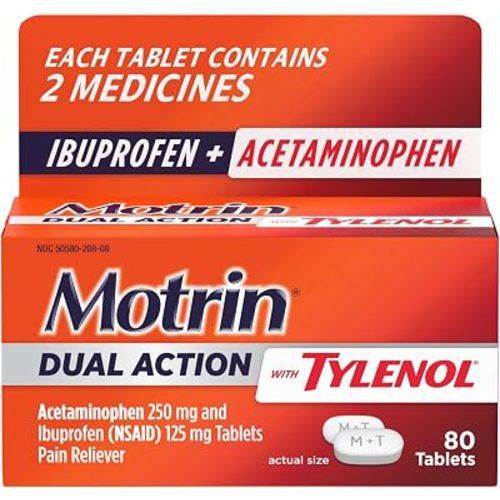 Motrin Dual Action with Tylenol, Ibuprofen & Acetaminophen, 80 ct