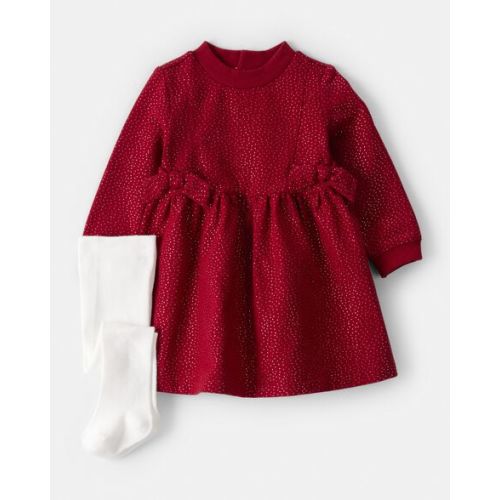 Baby Girl DayDream Fleece Bow Glitter Dress Set - Red (12M)