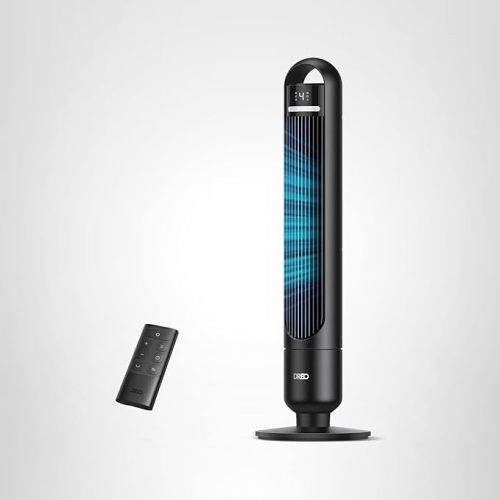 DREO Tower Fan for Bedroom, 90° Oscillating Standing Fans for Room with 4 Speeds, 3 Modes, 28dB Quiet for Sleep, 26ft/s Velocity, 8H Timer, Remote, Living Room, Office, Home, Black
