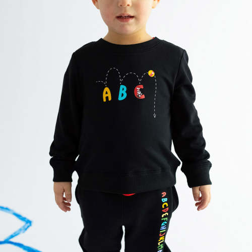 Cat in the Hat Black Long Sleeve Dr. Seuss ABC French Terry Pullover Sweatshirt | Posh Peanut®
