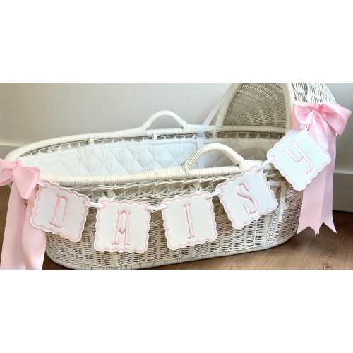 Custom Scallop Baby Banner Baby Shower Welcome Home Gingham Bassinet Banner High Chair Sign Birthday