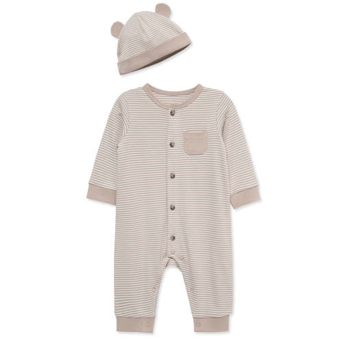 Taupe Striped Coverall & Hat