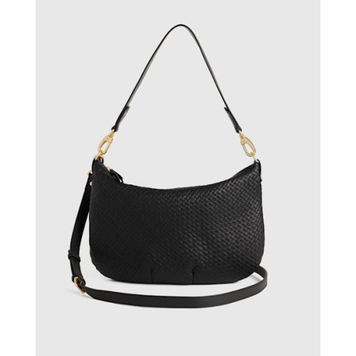 Sloane Handwoven Shoulder Bag in Black
