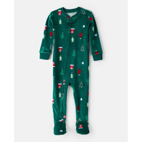 Toddler Christmas Trees DreamPlush Long-Sleeve Snug Fit 1-Piece Pajamas - Green - Carter's | Carter's