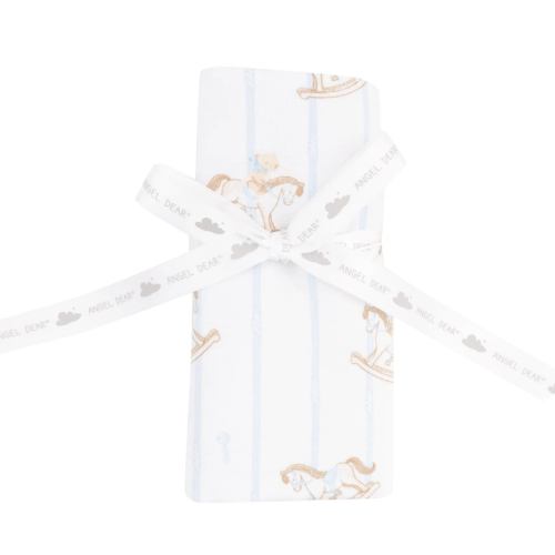 Blue Vintage Rocking Horse Blanket