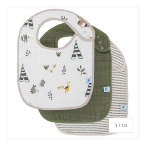 Cotton Muslin Classic Bib 3 Pack - Forest Friends – HoneyBug