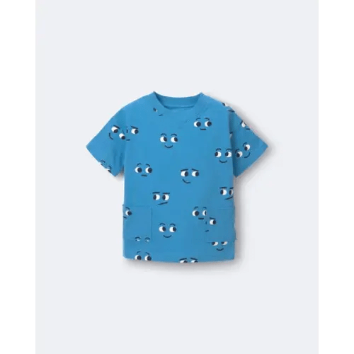 Toddler Otter Pocket Tee in Face Print - Blue - Otter Avenue | Carter's