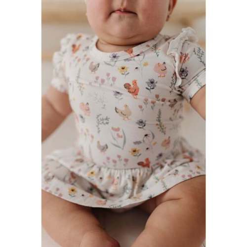 Girl's Short Sleeve Bodysuit Dress Set Floral Chickens - Babysprouts | Maisonette
