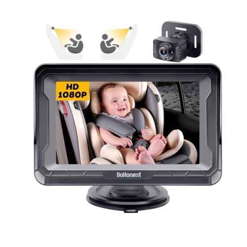 DoHonest Baby Car Camera HD 1080P - Rear-Facing Car Baby Monitor with Night Vision, Adjustable View Angle, Easy Setup, Anti-Glare Display, Safety for Kids & Infants
