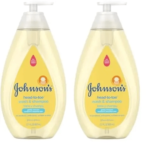 Johnson's Head-to-Toe Gentle Tear-Free Baby & Newborn Wash & Shampoo, Sulfate-, Paraben- Phthalate- & Dye-Free, Hypoallergenic Wash for Sensitive Skin & Hair, 27.1 fl. Oz (Pack of 2)