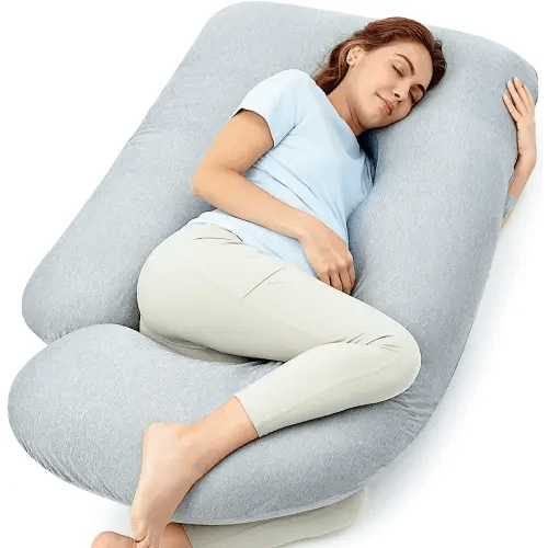 Momcozy Pregnancy Pillows with Cooling Cover, U-Shaped Full Body Maternity Pillow for Side Sleepers 57 Inch - Support for Back, Hip, Belly, Legs for Pregnant Women