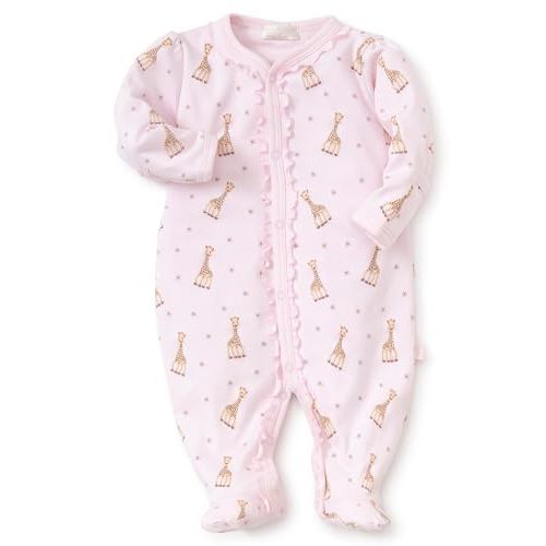 kissy kissy Baby Boys&Girls Sophie La Girafe Print Pajamas, NB to 9 Months | Snap Front Closure, 100% Premium Pima Cotton, Footie
