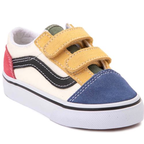 Vans Old Skool V Color-Block Skate Shoe - Baby / Toddler - Red / Blue | Journeys