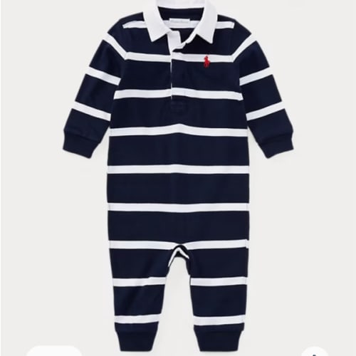 Baby Boys' Striped Cotton Rugby Coverall | Ralph Lauren