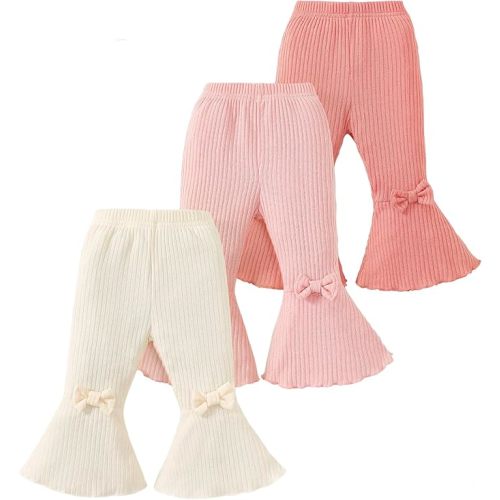 Toddler Baby Girl Pants 3 Packs Flare Leggings Set 3-24 Months