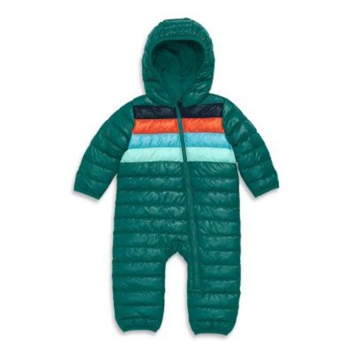 Primary Baby Lightweight Puffer Suit In Stripe in Spruce Placed Stripe Size 0-3 Months