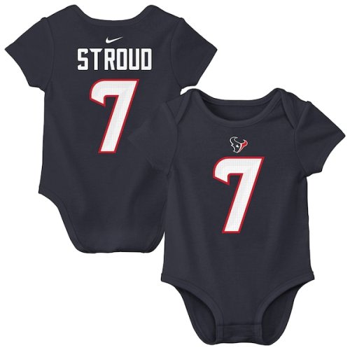 Newborn & Infant Houston Texans C.J. Stroud Nike Navy Player Name & Number Bodysuit