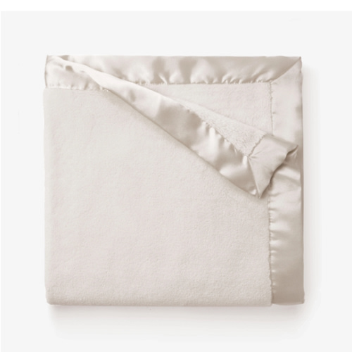 Taupe Satin Trim Flannel Fleece Baby Stroller Blanket