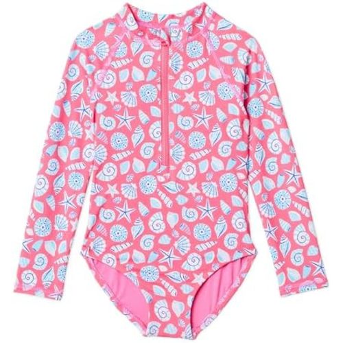 Amazon Essentials Girls' Rash Guard one-Piece Swimsuit
