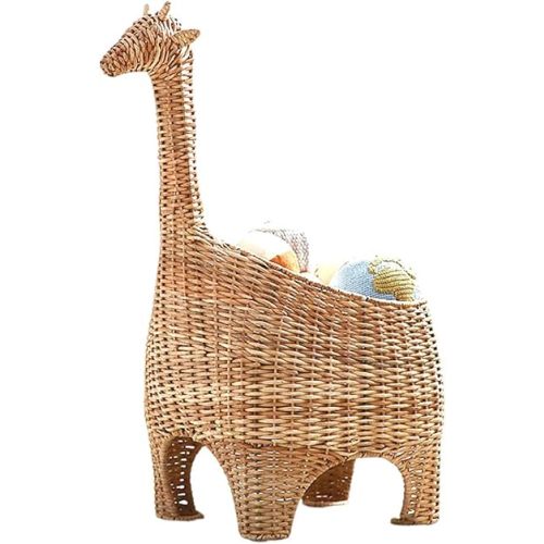 ZYFAB Hand woven Giraffe Rattan Storage Basket Cartoon toy Storage Basket Miscellaneous Storage Box Rattan Basket Storage Bin Home Decor Organizer,A