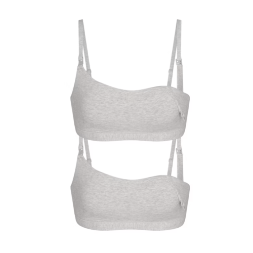 SKIMS Breast Feeding Bra 2-Pack Grey Jersey Material