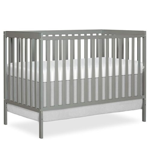 Dream On Me Synergy 5-in-1 Convertible Full-Size Baby Crib with Toddler, Day & Full Bed Conversion in Cool Grey, GreenGuard Gold & BSA, 3 Mattress Heights, Sustainable Pinewood