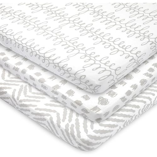 Bublo Baby 100% Organic Cotton Pack & Play Sheets 2-Pack (38″ × 24″) – Hypoallergenic & Toxin-Free Mini Crib/Travel Crib/Playpen Fitted Sheets – Deep-Pocket, Breathable, Neutral Colours