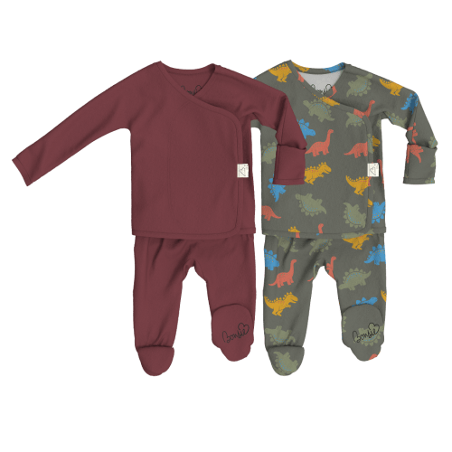 Baby Bundle Footie - Mulberry + Lil Stompers – Bonsie Skin to Skin Babywear