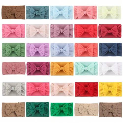 30 PCS Baby Hair Bow Head Wrap, Turban Knotted Knitted Headbands, Soft Silk Stretchy Hair Bands For Newborn Infant Toddlers | SHEIN USA